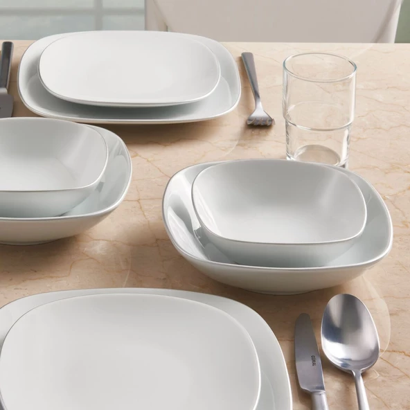 GÜRAL PORSELEN Mimoza 24 Parça 6 Kişilik Yemek Takımı Pırlanta - 3