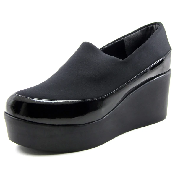 Erkan Saçmacı Sofia Siyah Streç Yuvarlık Burun Dolgu Topuklu Günlük Ayakkabı ürün görseli