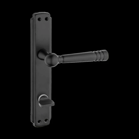 Mat Siyah Aynalı Wc Banyo Kapı Kolu İçeriden Sol El İle Açılır 1 Takım - Resim 3