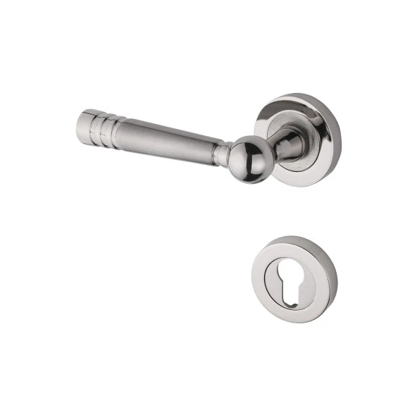 Osmanlı Nikel Saten Rozetli Daire Çelik Kapı Kolu Rozetli 1 Takım ürün görseli