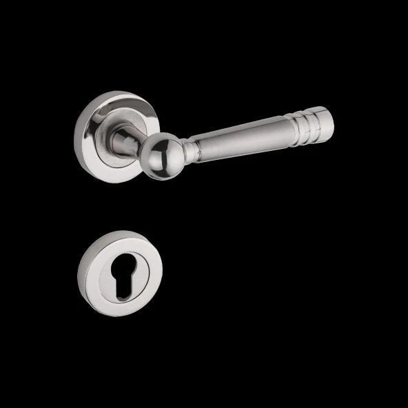 Osmanlı Nikel Saten Rozetli Daire Çelik Kapı Kolu Rozetli 1 Takım - Resim 6