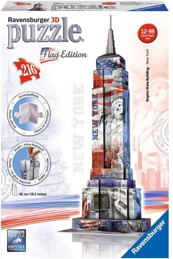 Londra Saat Kulesi Pazıl 216 Parça 3D Flag Edition Big Ben Puzzle Ravensburger