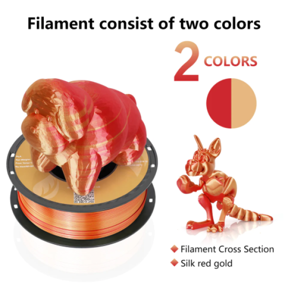 Kingroon PLA Silk Çift Renk Filament - 1,75 - 1KG