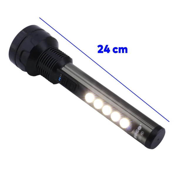 El Feneri Şarjlı Led Işıldak Kamp El Lambası Gece Aydınlatma 5 W + 3 W Beyaz Işık 1800 mAh - 4