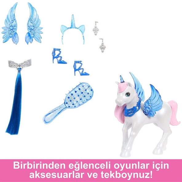 HRR16 Barbie Mavi Saçlı Prenses Bebek - 5