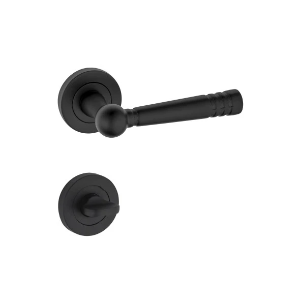 Mat Siyah Rozetli Lüx Wc Kapı Kolu Osmanlı Rozetli Banyo Kapı Kolu 1 Takım Wc - Banyo Kapı Kolu ürün görseli