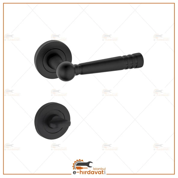 Mat Siyah Rozetli Lüx Wc Kapı Kolu Osmanlı Rozetli Banyo Kapı Kolu 1 Takım Wc - Banyo Kapı Kolu - Resim 2