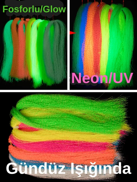 eagenset Fosforlu Karanlıkta Parlayan, Turuncu Glow Luminous in Dark Ultraviyole (UV) Neon 1 Adet Poşet Çapari Simi - 5