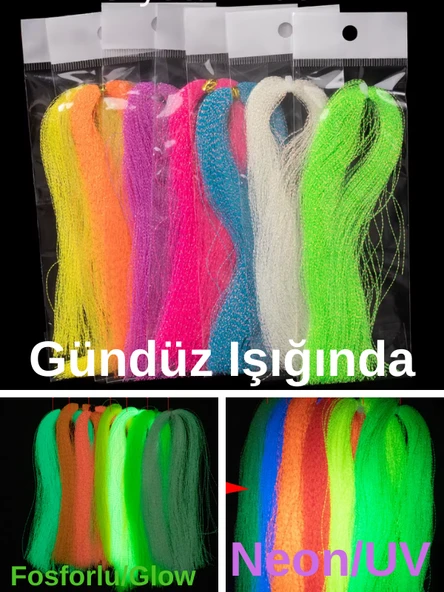 eagenset Fosforlu Karanlıkta Parlayan, Turuncu Glow Luminous in Dark Ultraviyole (UV) Neon 1 Adet Poşet Çapari Simi - 6