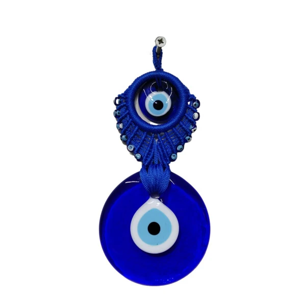 Makrome Örgülü İki Nazar Boncuklu Duvar Süsü ürün görseli