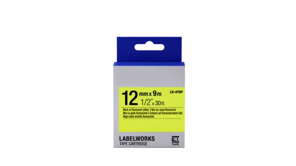HPZR Epson Floresan LK-4YBF Siyah Sarı Muadil Etiket 12mm C53S654010