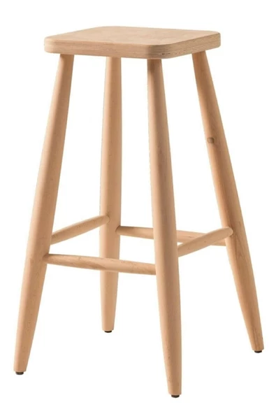 EHM Ahşap Mobilya Dekorasyon Ahşap Kare Bar Tabure Sandalye 65 Cm - 2