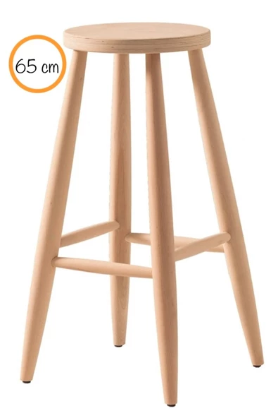 EHM Ahşap Mobilya Dekorasyon Clk Ahşap Yuvarlak Bar Tabure Sandalye 65 Cm