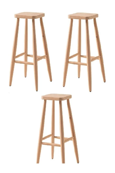 Anatolia Project Ahşap Tabure Ham Kare 3 Adet ürün görseli