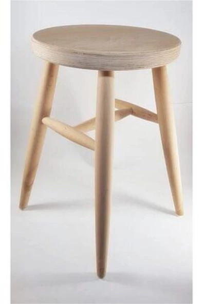 Anatolia Project Ahşap Yuvarlak Tabure Ham Ahşap 45 Cm - 2