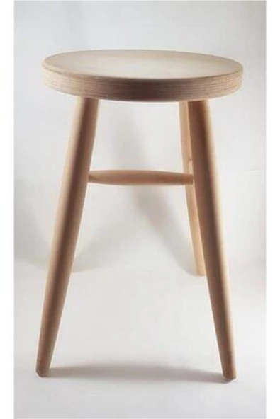 Anatolia Project Ahşap Yuvarlak Tabure Ham Ahşap 45 Cm - 1