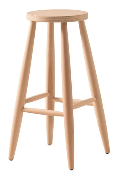 EHM Ahşap Mobilya Dekorasyon Clk Ahşap Yuvarlak Bar Tabure Sandalye 65 Cm - 2