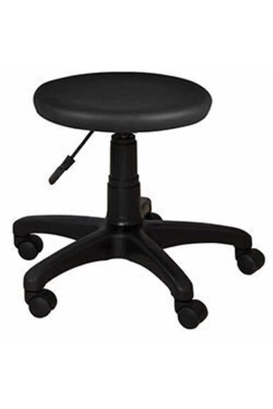 SERS MOBİLYA Ofis Büro Döner Tekerlekli Çalışma Kasiyer Hekim Ayarlı Tabure Sandalyesi Siyah - 2