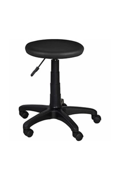 SERS MOBİLYA Ofis Büro Döner Tekerlekli Çalışma Kasiyer Hekim Ayarlı Tabure Sandalyesi Siyah