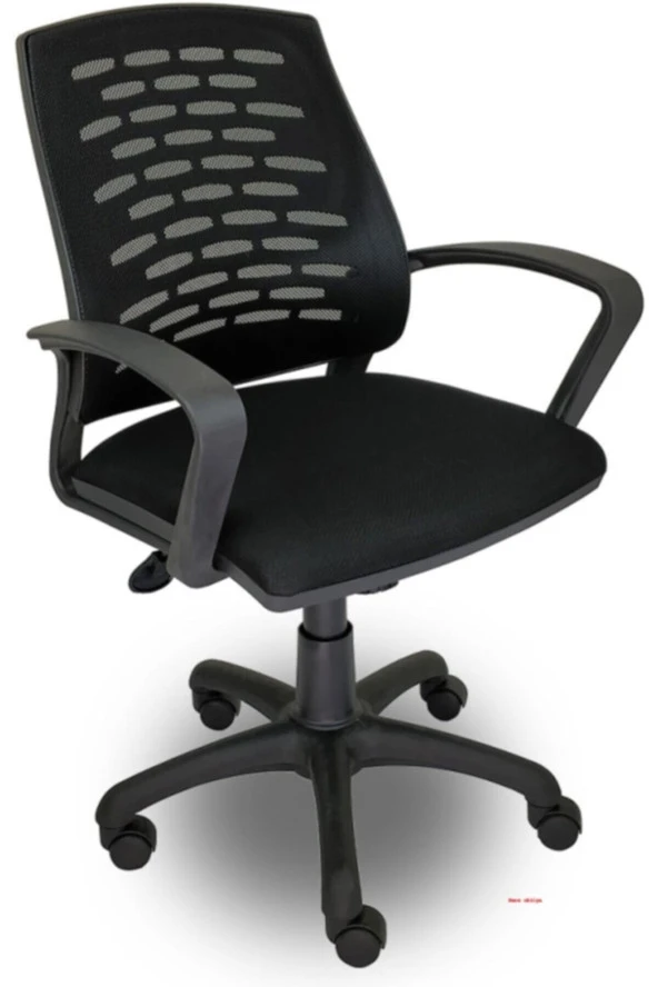 Sers Çalışma Sandalyesi Siyah Ofis Plastik Ayak Petek Fileli Şef Ofis Çalışma Koltuğu
