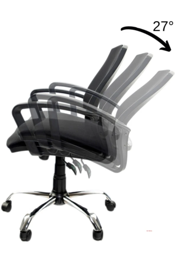 Sers Çalışma Sandalyesi Siyah Ofis Krom Ayak Petek Fileli Şef Ofis Çalışma Koltuğu