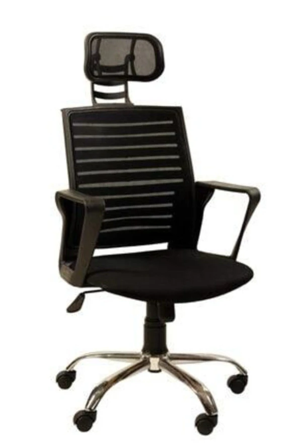 Bilgisayar Makam Müdür Koltuk Koltuğu Sandalyesi Siyah Krom Ayak