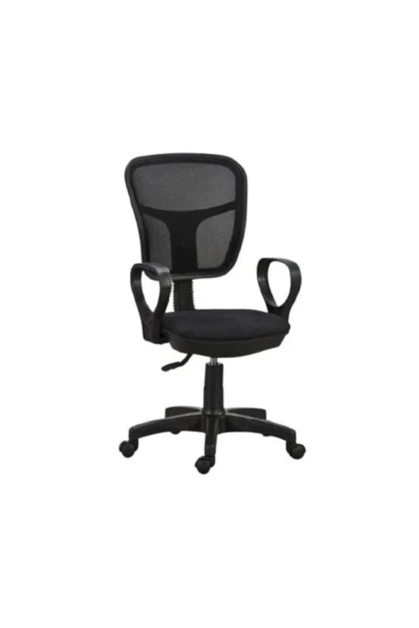 Siyah Tekstil Fileli Bilgisayar Ofis Çalışma Sandalyesi Koltuğu