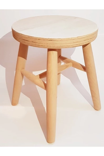 Bade Tasarım Atölyesi Ahşap Ham Tabure 35 cm'lik 2 Li Set - 2