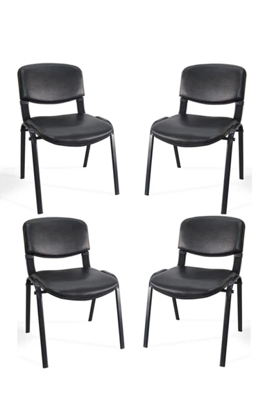 Arj I Office Furniture & Desing Siyah Ofis Büro Bekleme Misafir Form Koltuğu Sandalyesi 4lü 009