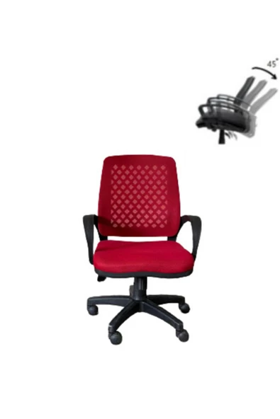 ÜNAL OFFİCE FURNİTURE & DESİNG Büro Ofis Çalışma Koltuğu-kırmızı Bilgisayar Sandalyesi Fpk102