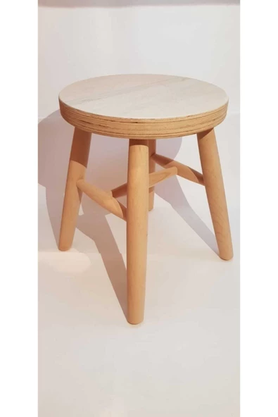 Bade Tasarım Atölyesi Ahşap Ham Tabure 35 cm'lik 2 Li Set - 4