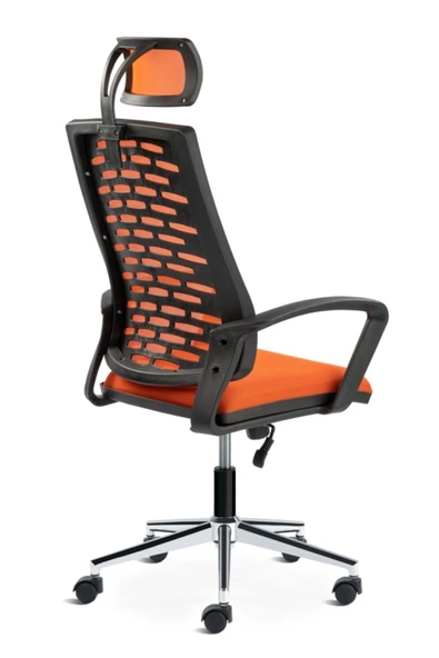 SERS MOBİLYA Panorama Yönetici Ofis Çalışma Sandalyesi-turuncu Krom Ayak Başlıklı - Resim 4