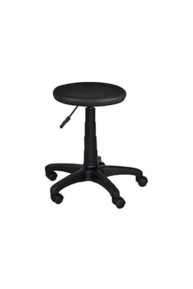 intarz Amortisörlü Tabure Siyah Renk Yükselir Tekerlekli - Resim 4