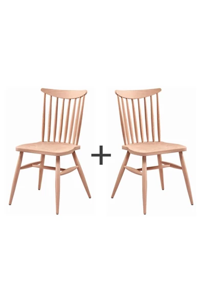 Obuts Home Kırlangıç Sandalye 2 Li Ahşap Ham