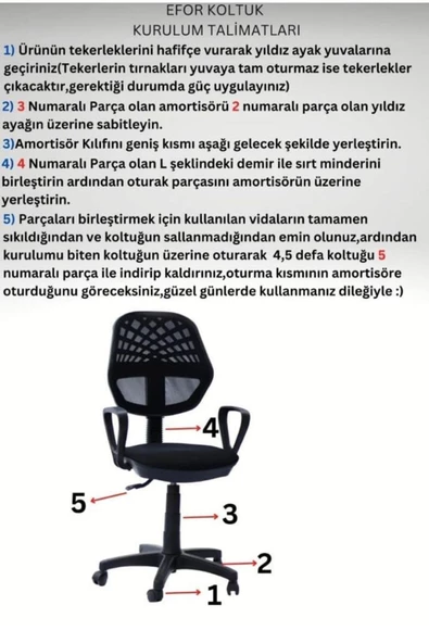 ÇELEBIHOME Porziyon Depar Plastik - Fileli Ofis Büro Öğrenci Çalışma Koltuğu Siyah - 4
