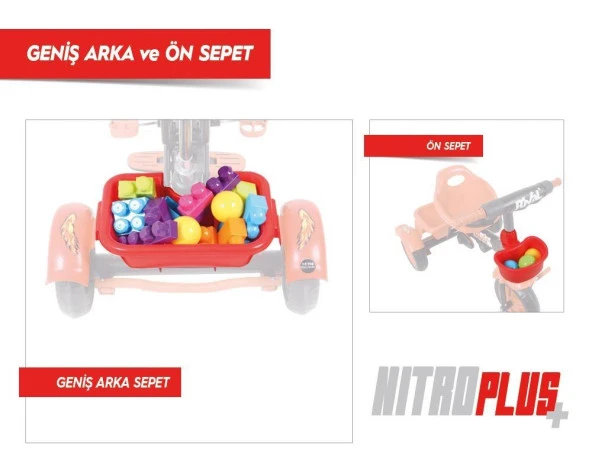 Rival Rv502 Nitro PLUS 3 Tekerli Çocuk Bisikleti Eva Dolgu, Patlamaz Ses yapmaz Çocuk Bisikleti Kırmızı - 5