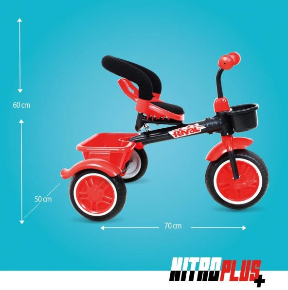 Rival Rv502 Nitro PLUS 3 Tekerli Çocuk Bisikleti Eva Dolgu, Patlamaz Ses yapmaz Çocuk Bisikleti Kırmızı - 8