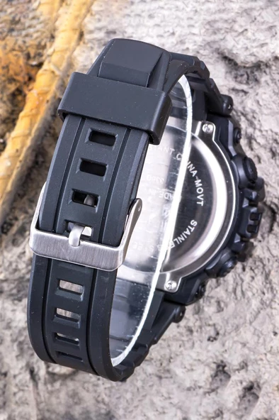 Çocuk Dijital Kol Saati Su Geçirmez Kronometre Takvimli Alarmlı Işıklı Siyah Renk Genç Yetişkin Erkek Saati ST-304382 - Resim 2