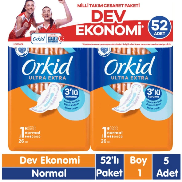 Orkid Ultra Extra Cesaret Paketi Normal Ped 52x5 260 Adet