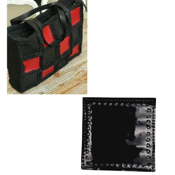 Angel Çanta Aksesuar 10x10 cm Kare Rugan Deri Siyah Renk 1 Adet ürün görseli