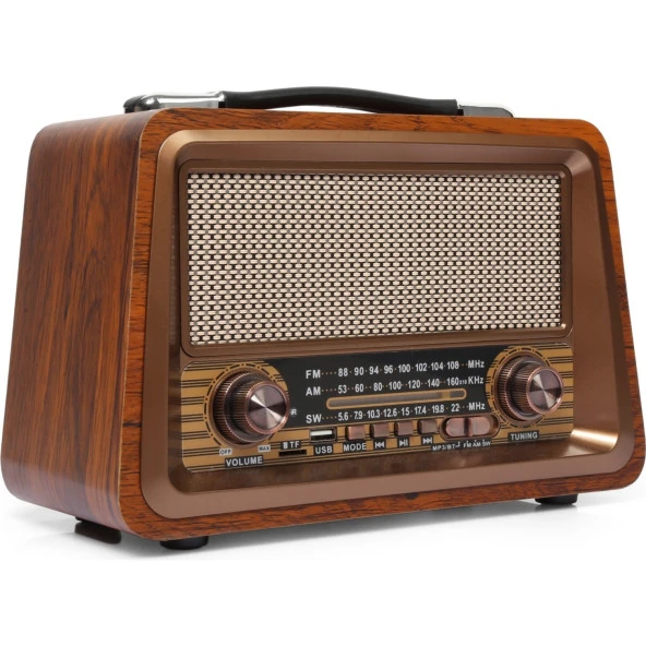 Nostalji Radyo Bluetooth USB Destekli Büyük Boy ve Güçlü Ses - 4