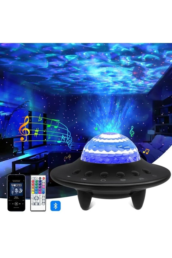 Etabel Starry Galaxy Projektör Hoparlör Bluetooth Ufo Gece Lambası