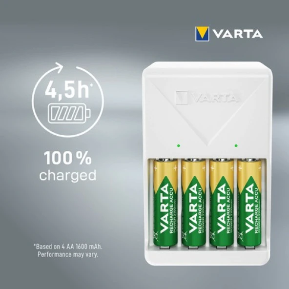 Varta Plug Charger Şarj Cihazı + 4 adet 2100mAh AA Şarj Edilebilir Pil - 7