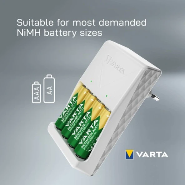 Varta Plug Charger Şarj Cihazı + 4 adet 2100mAh AA Şarj Edilebilir Pil - 8