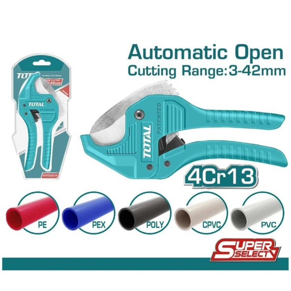Total PPRC Profesyonel Plastik Tesisat Borusu Boru Kesme Makası 3-42 mm Çelik THT534216 - 4