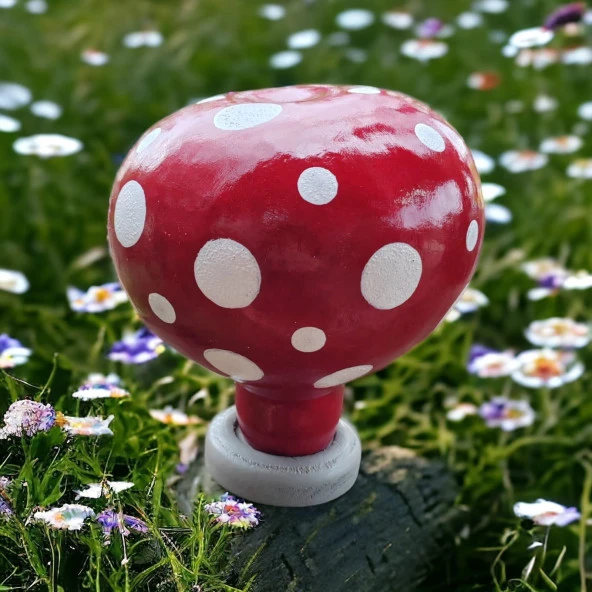 Bahçe Dekorasyon Süsü Dekoratif Kırmızı Mantar Biblo - 2