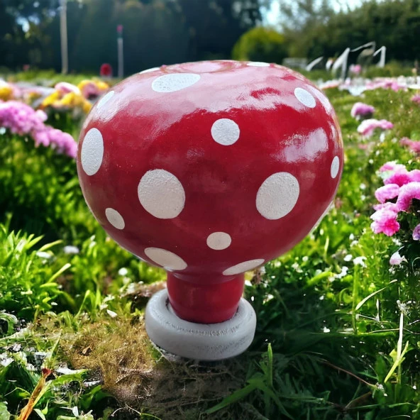 Bahçe Dekorasyon Süsü Dekoratif Kırmızı Mantar Biblo - 3
