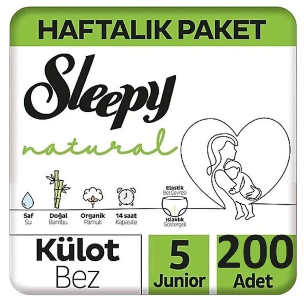 Sleepy Natural 5 Numara Junior 200'lü Külot Bez