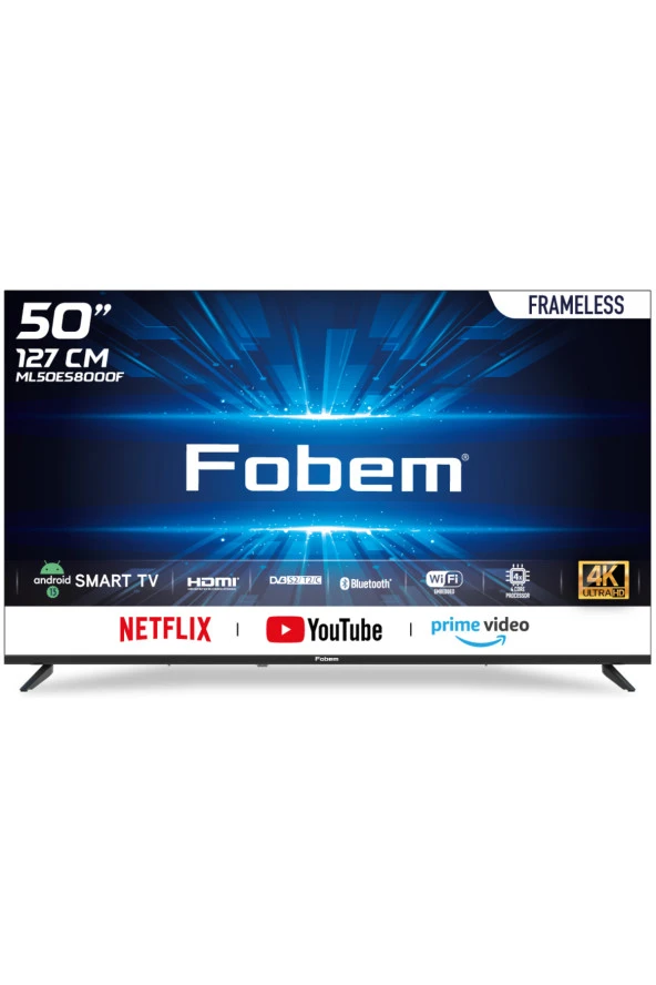 Fobem ML50ES8000F Frameless 4K Ultra HD 50'' 127 Ekran Uydu Alıcılı Android Smart LED TV