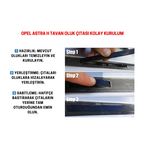 Opel Astra H 4'lü Ön Arka Tavan Oluk Çıta Kapakları Siyah - 3